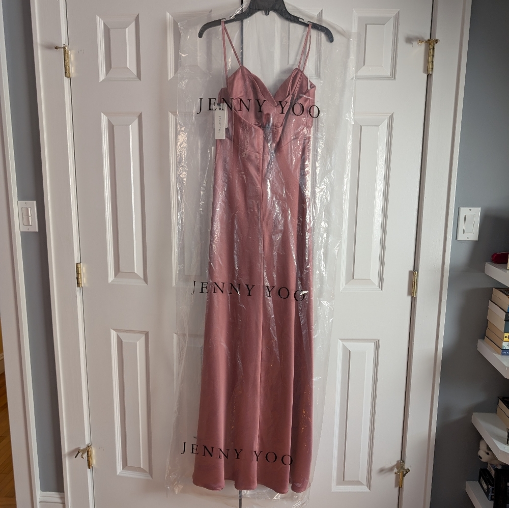 Jenny Yoo Addison Satin Slip Cowl Neck Bridesmaid Dress - Picture 5 of 15